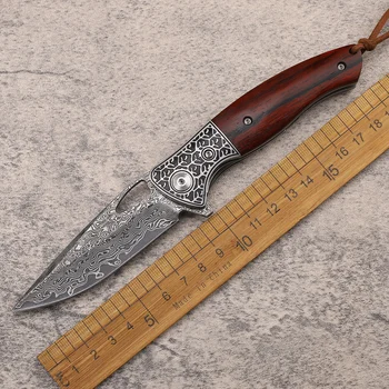 Новая Ручка из сандалового дерева VG 10, Складной Нож из дамасской Стали, для выживания на открытом воздухе, для Охоты, Карманный инструмент EDC