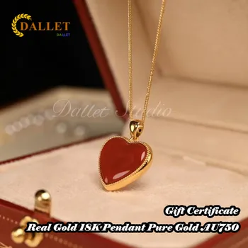 Женское ожерелье из настоящего золота 18 Карат DALLET AU750, натуральный оникс в форме сердца, Оригинальный дизайн Ювелирных изделий, Романтический подарок для дам