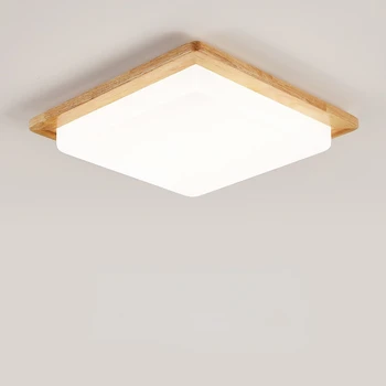 Скандинавский светодиодный потолочный светильник из массива дерева в гостиной Квадратные минималистичные светильники в главной спальне в японском стиле