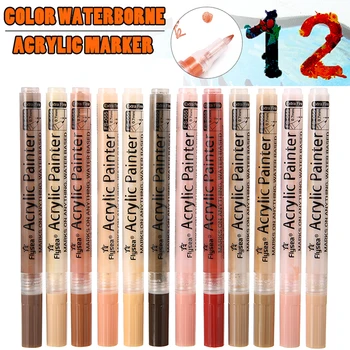 Креативные 12 цветов Акриловые ручки для рисования в тон коже, товары для рукоделия, маркеры для ручек на водной основе, Резиновый стеклокерамический инструмент для рисования