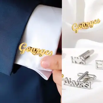 Персонализированные запонки с начальным именем для набора серебряных запонок Для мужчин|Золотые Запонки с начальным именем, Свадебный подарок