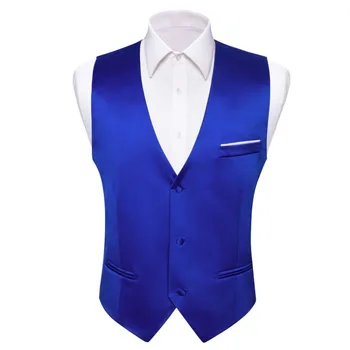Синий мужской жилет без рукавов, Новый приталенный жилет с V-образным вырезом, комплекты галстуков для отдыха, вечеринки, бизнес-дизайнер