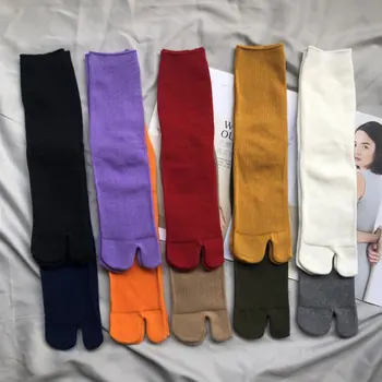 Носки с разрезным носком Для Мужчин И женщин, Однотонные Дышащие хлопковые носки с разрезным носком, Простые Удобные японские носки Harajuku Tabi