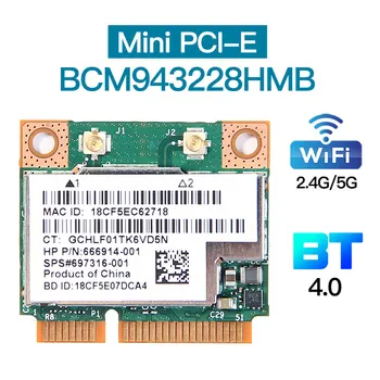 Двухдиапазонный 433 Мбит/с BCM943228HMB Bluetooth 4,0 WiFi Адаптер Беспроводной Половины MiNi PCI-E Для ноутбука Антенна 7260HMW Для ПК/Ноутбука