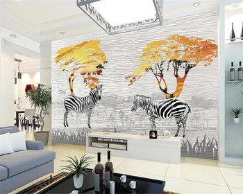 Beibehang Обои на заказ любого размера Африканская луговая зебра современная гостиная диван фоновая стена спальни 3D обои