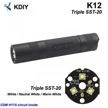 KDIY K12 3 x SST-20 2000 Люмен 5-режимный фонарик высокой мощности 18650 с тройным освещением
