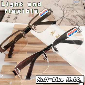 Очки для чтения без оправы Для женщин, Мужские Квадратные очки в Полурамке, Деловые Очки высокой четкости с +100 До + 400