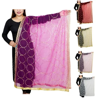 Женский шарф из сетки Дупата, Традиционный ремешок Чунни, Шаль из бисера, Готта Патти, Индийская одежда