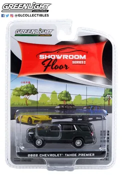 1: 64 Серия напольных покрытий для демонстрационного зала 2-2022 Chevrolet Tahoe Premier - Коллекция моделей автомобилей Evergreen Grey Metallic