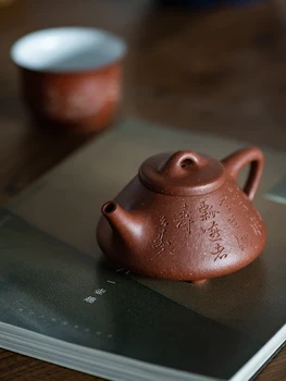 Аутентичный Чайный сервиз Yixing Zisha Pot, Изготовленный из оригинальной Шахты, Полностью ручная работа, Выплавленный, Каменный Ковшовый Горшок, Крупный песок, Снижение наклона