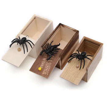 1 шт., деревянная игрушка, Розыгрыш на Хэллоуин, Забавный паук, Скорпион, насекомое, Страшная коробка с сюрпризом, Реквизит для Хэллоуина, украшения