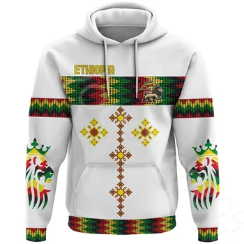 Африканский Регион Мужская Новая Одежда Свитер 3D Печать Повседневная спортивная Эфиопская Раста Круговой Узор Белый Пуловер Топ