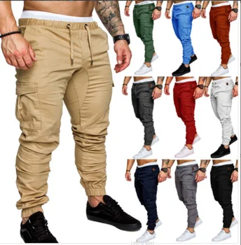 Новый модный мужской комбинезон с несколькими карманами, Спортивные брюки, Повседневные спортивные брюки для бега Трусцой для фитнеса