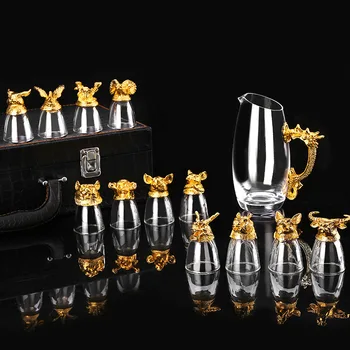 Двенадцать китайских знаков Зодиака высококачественный стеклянный винный набор Baijiu Китайский бытовой диспенсер для вина